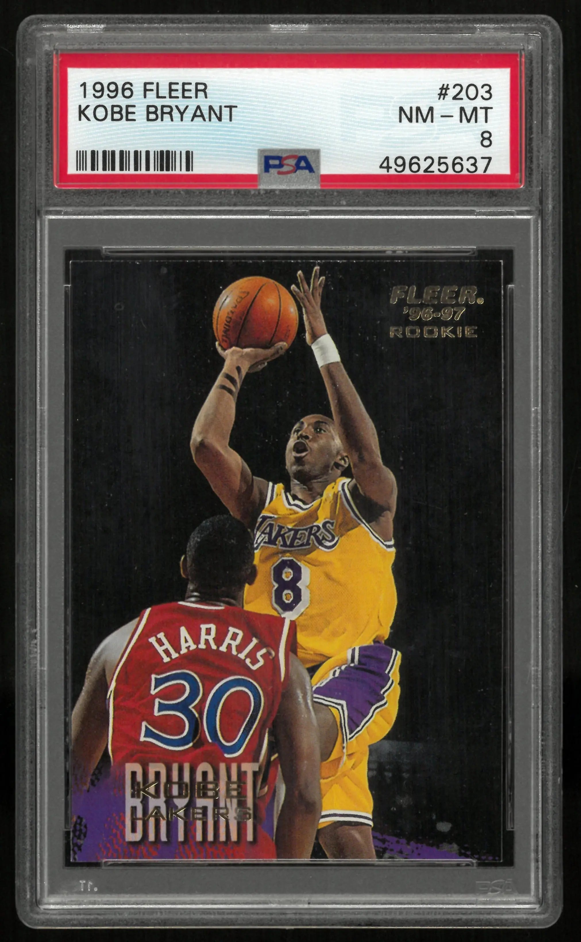 1996 Fleer Basketball Kobe Bryant RC Rookie #203 PSA 8