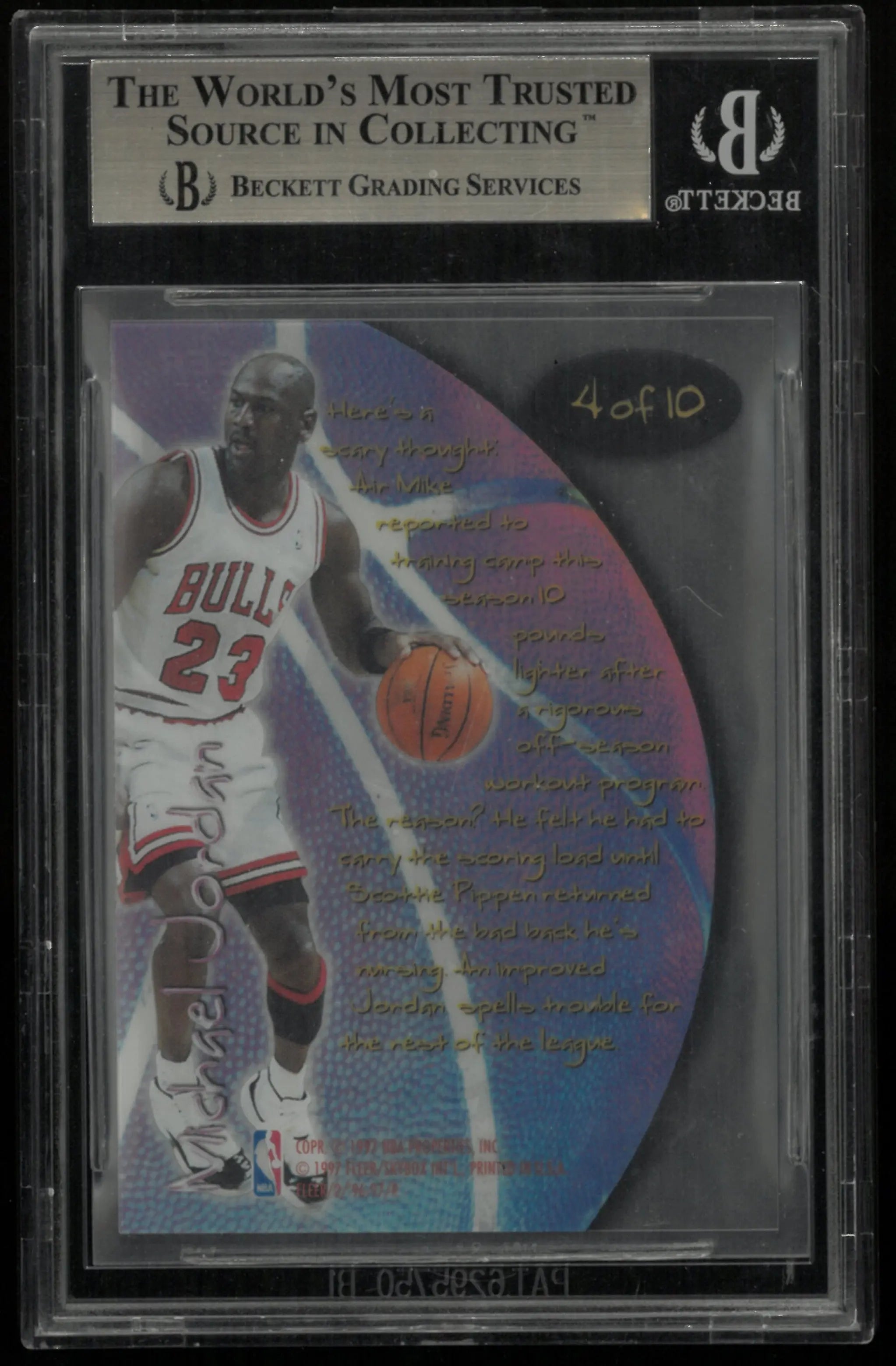 1996 Fleer Basketball Total O Michael Jordan #4 BGS 10 