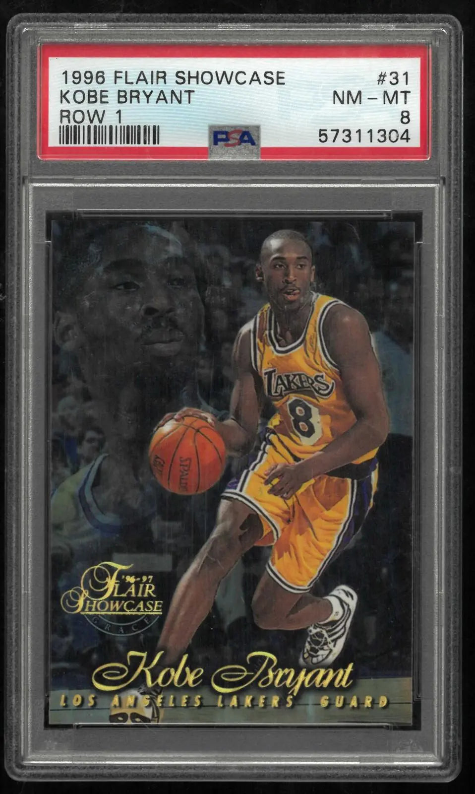 1996 Fleer Flair Showcase Rookie Kobe Bryant RC Row 1 Seat 31 Showtime PSA 8 