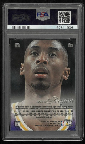 1996 Fleer Flair Showcase Rookie Kobe Bryant RC Row 1 Seat 31 Showtime PSA 8 