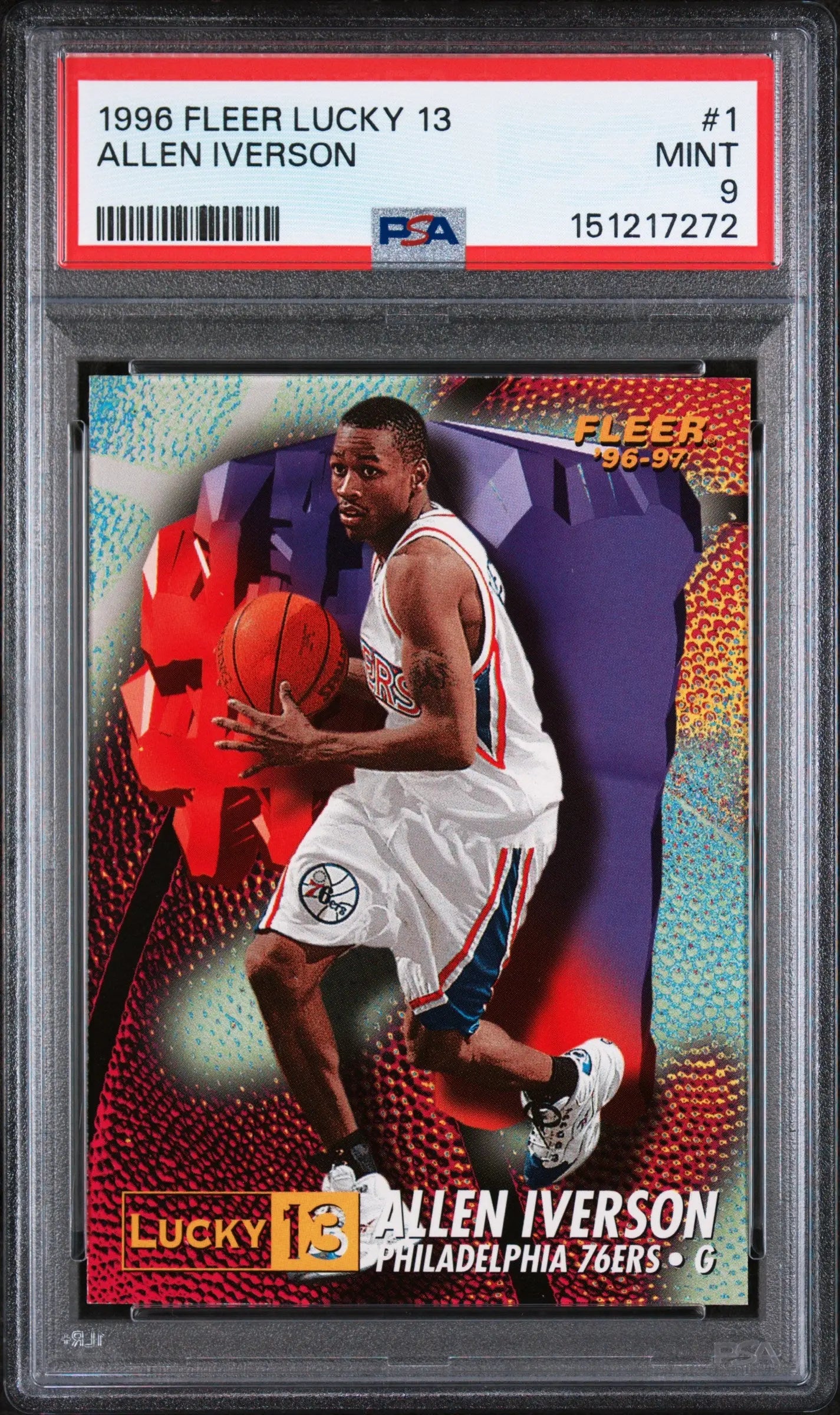 1996 Fleer Lucky 13 Rookie Allen Iverson RC PSA 9 