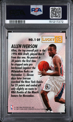 1996 Fleer Lucky 13 Rookie Allen Iverson RC PSA 9 