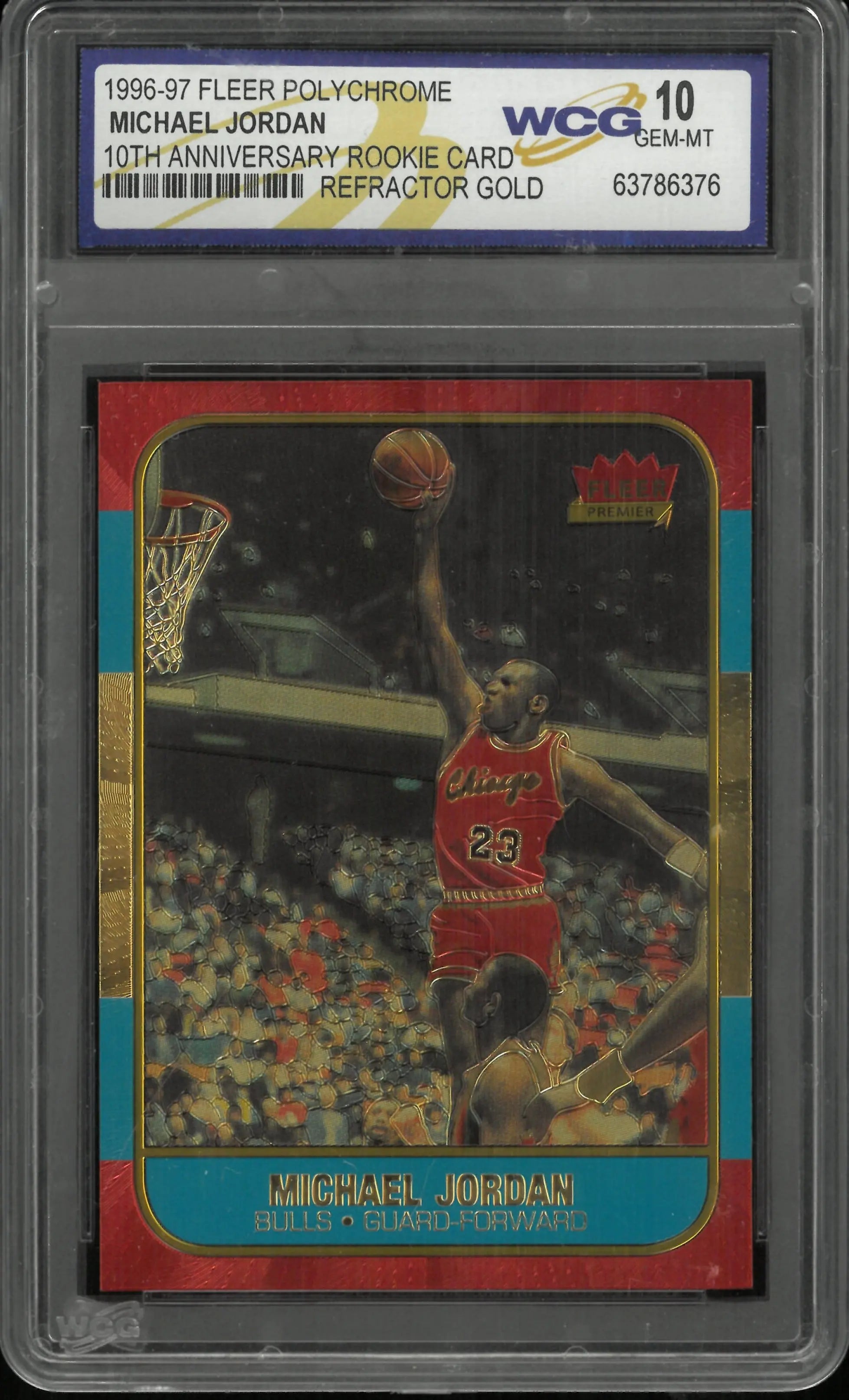1996 Fleer Polychrome 10th Anniversary RC Refractor Gold Michael Jordan WCG 10 
