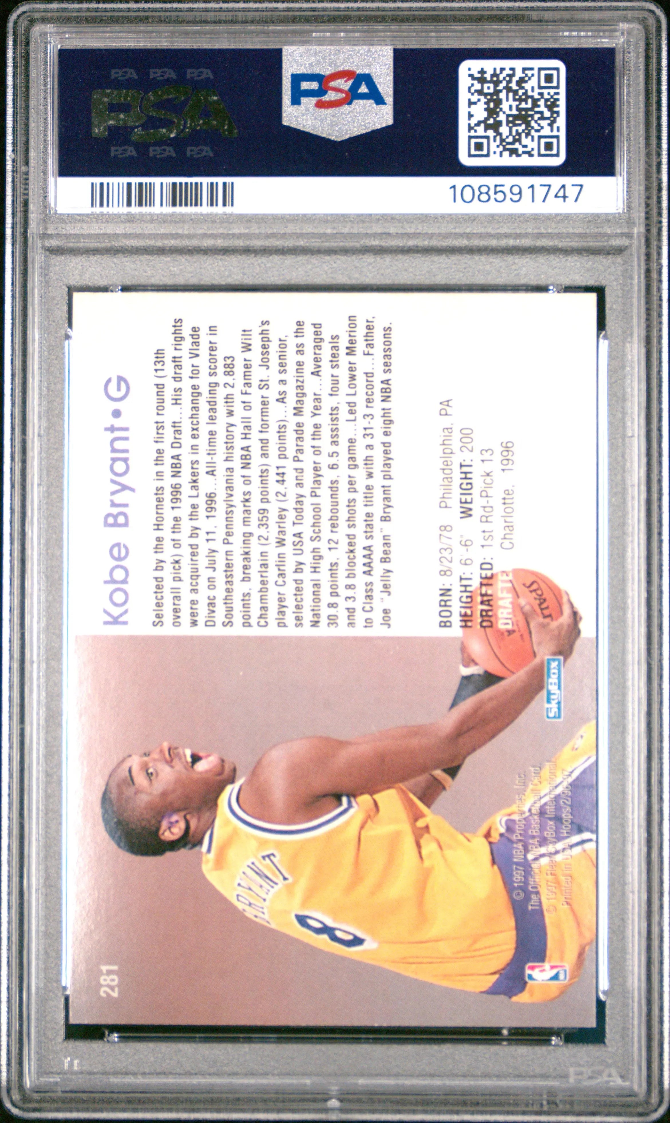 KOBE BRYANT 1996-97 EX RC PSA 8 コービー高騰中！ 1996 Hoops Kobe Bryant RC Rookie #281 PSA 8