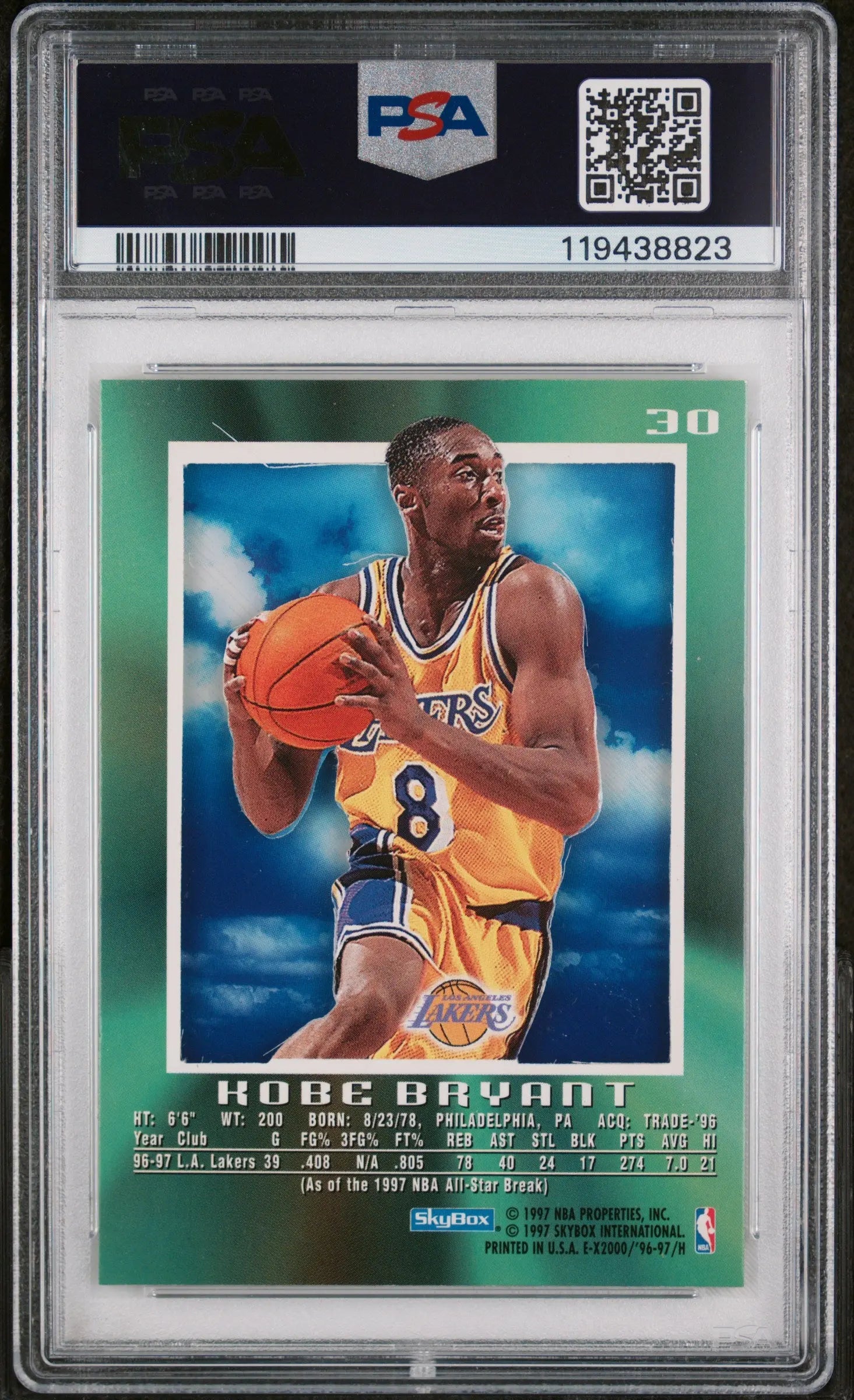 1996 Skybox E-X2000 Kobe Bryant RC Rookie #30 PSA 7 