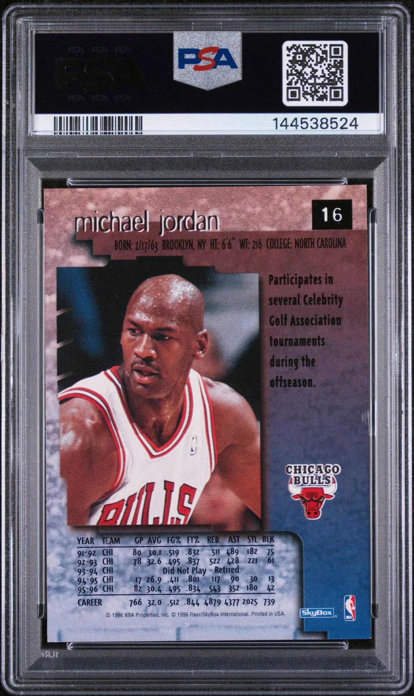 1996 Skybox Premium Michael Jordan PSA 8 