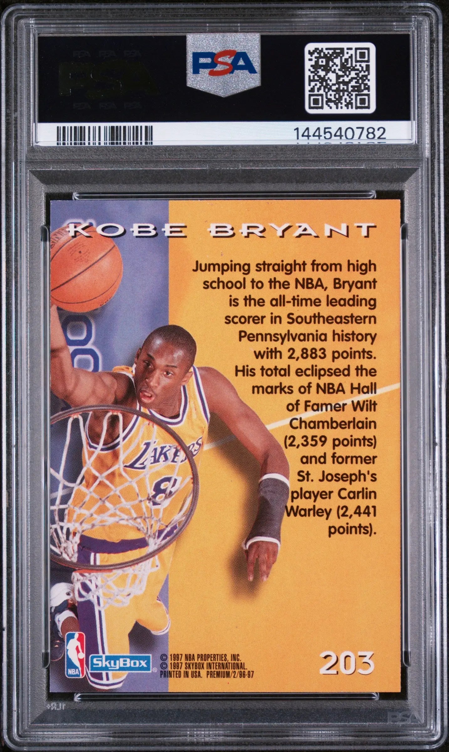 1996 Skybox Premium Rookie Kobe Bryant #203 PSA 9 