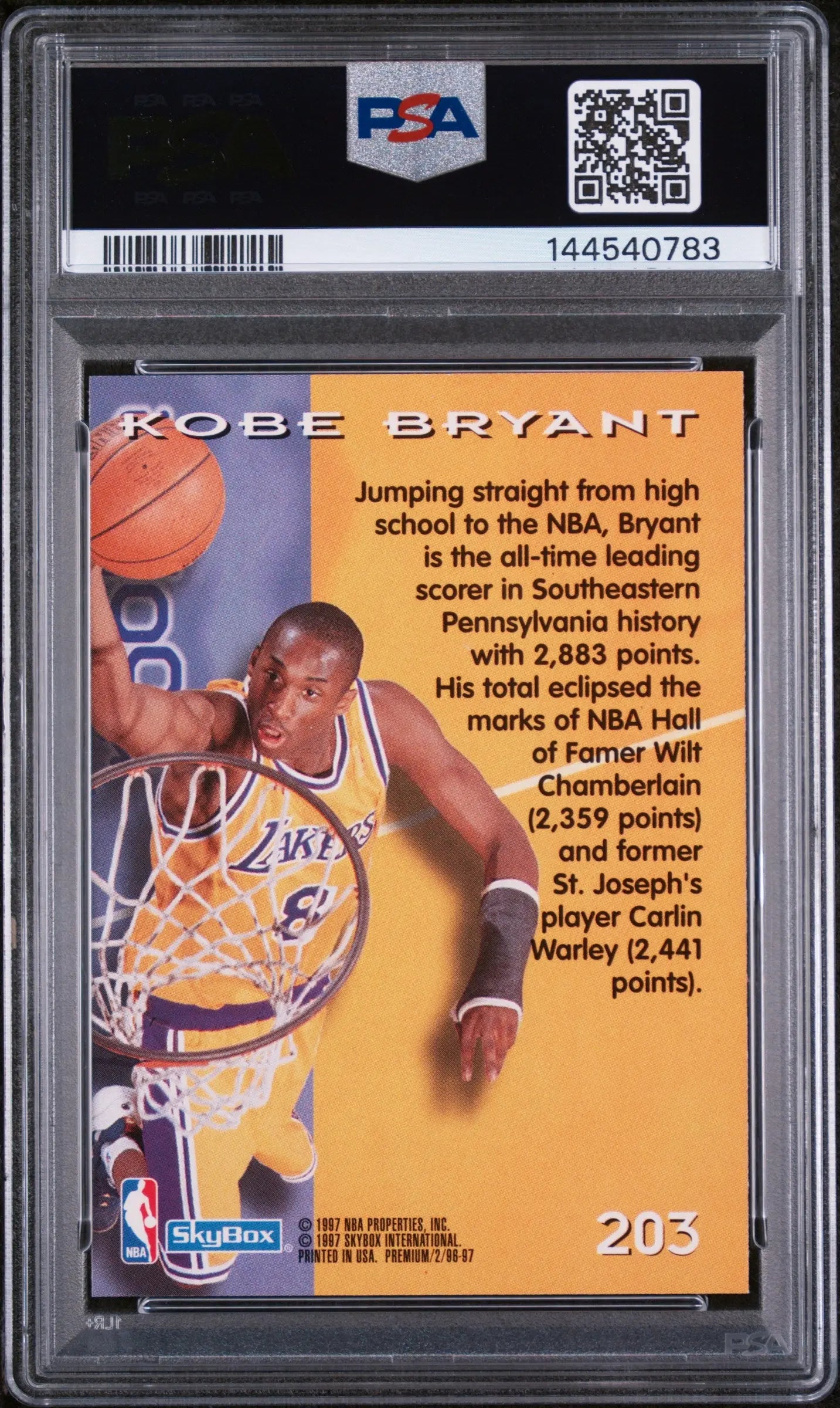 1996 Skybox Premium Rookie Kobe Bryant #203 PSA 9 