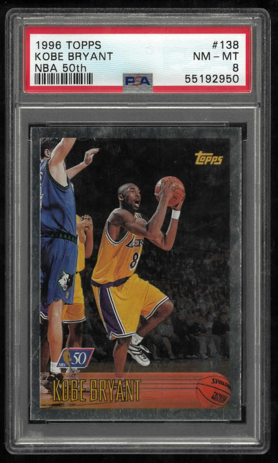 1996 Topps Basketball Rookie Kobe Bryant RC NBA 50th Anniversary PSA 8 