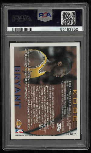 1996 Topps Basketball Rookie Kobe Bryant RC NBA 50th Anniversary PSA 8 