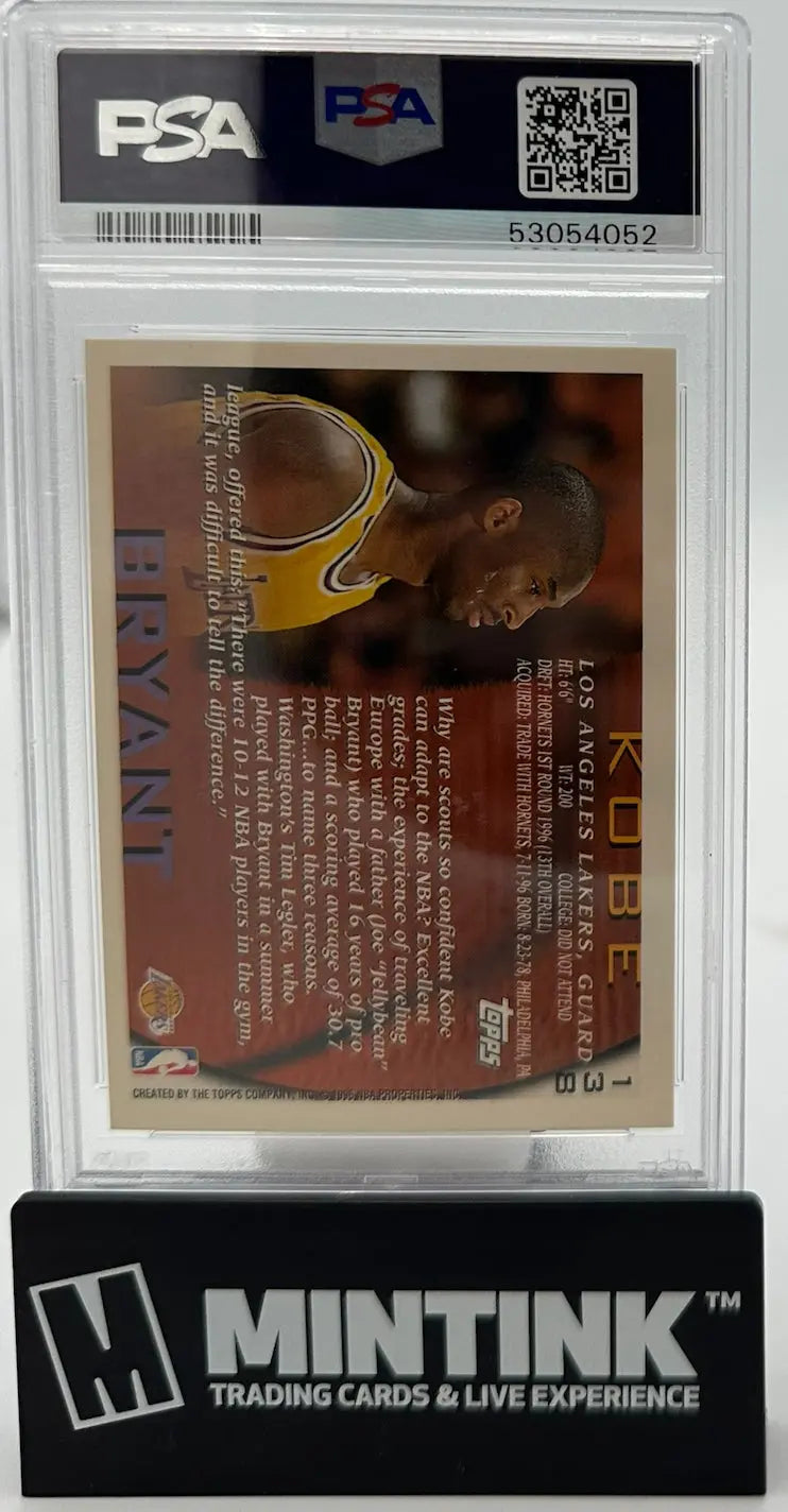 1996 Topps Basketball Rookie Kobe Bryant RC PSA 9 