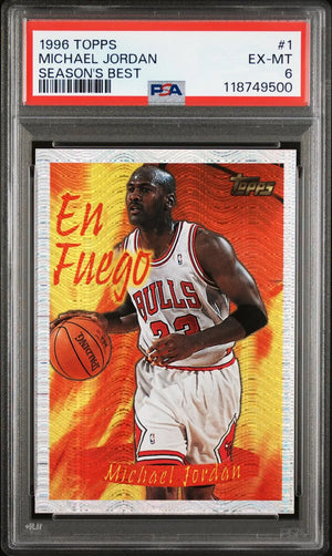 1996 Topps Basketball Season's Best En Fuego Michael Jordan PSA 6 