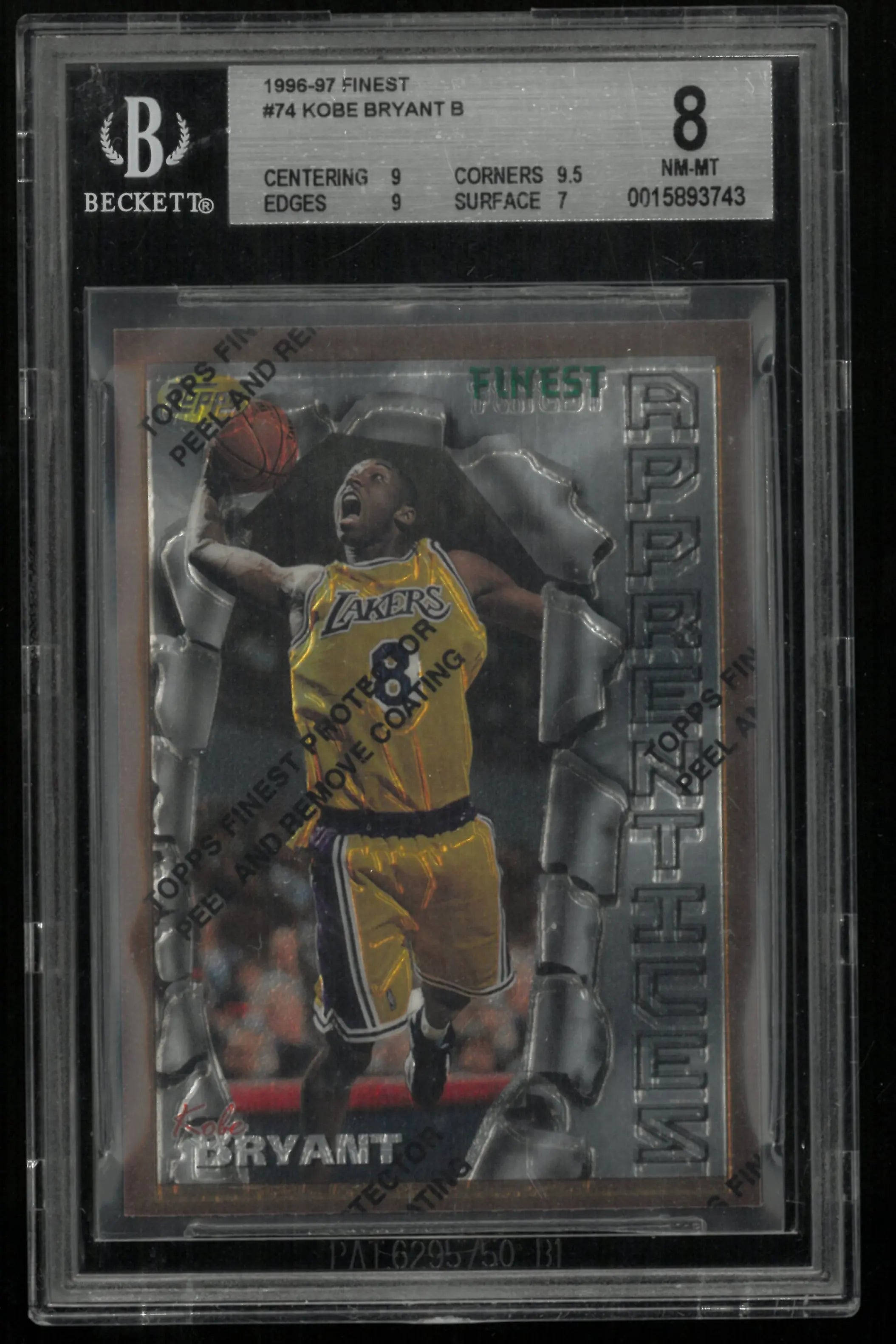 1996 Topps Finest Rookie Kobe Bryant RC BGS 8 