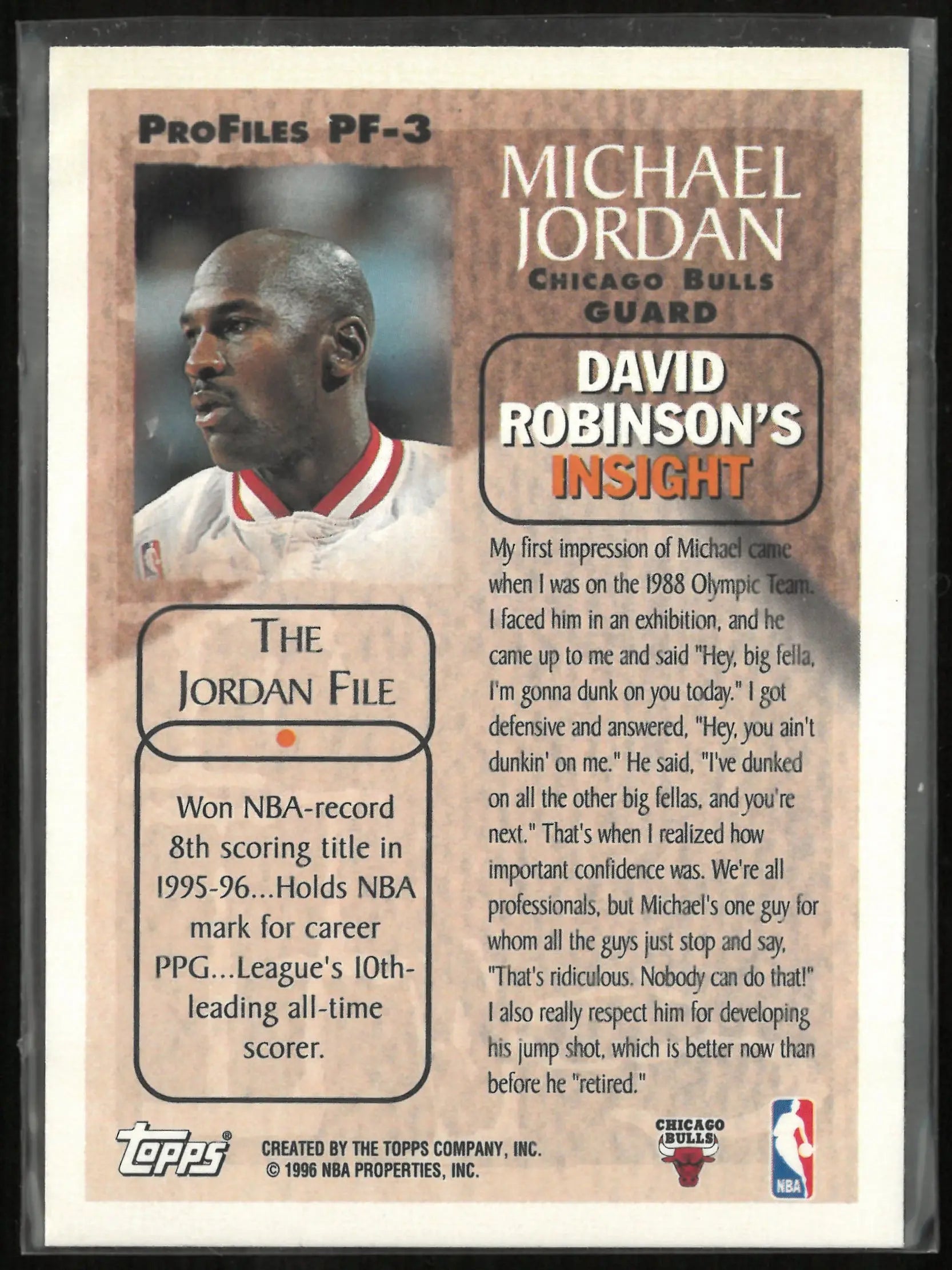 1996 Topps Pro Files Michael Jordan 
