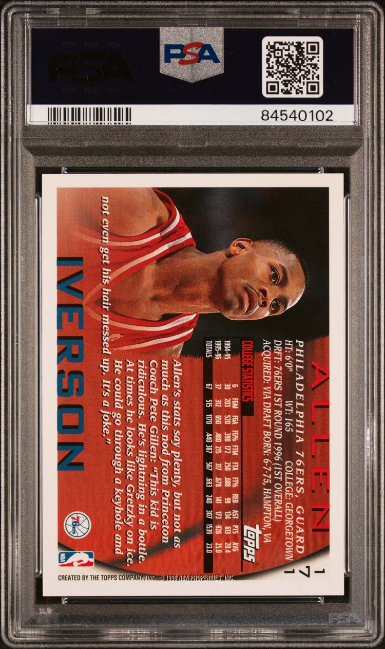 1996 Topps Rookie Allen Iverson RC PSA 10 