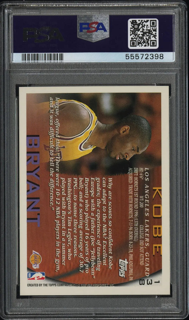 1996 Topps Rookie Kobe Bryant RC PSA 8 