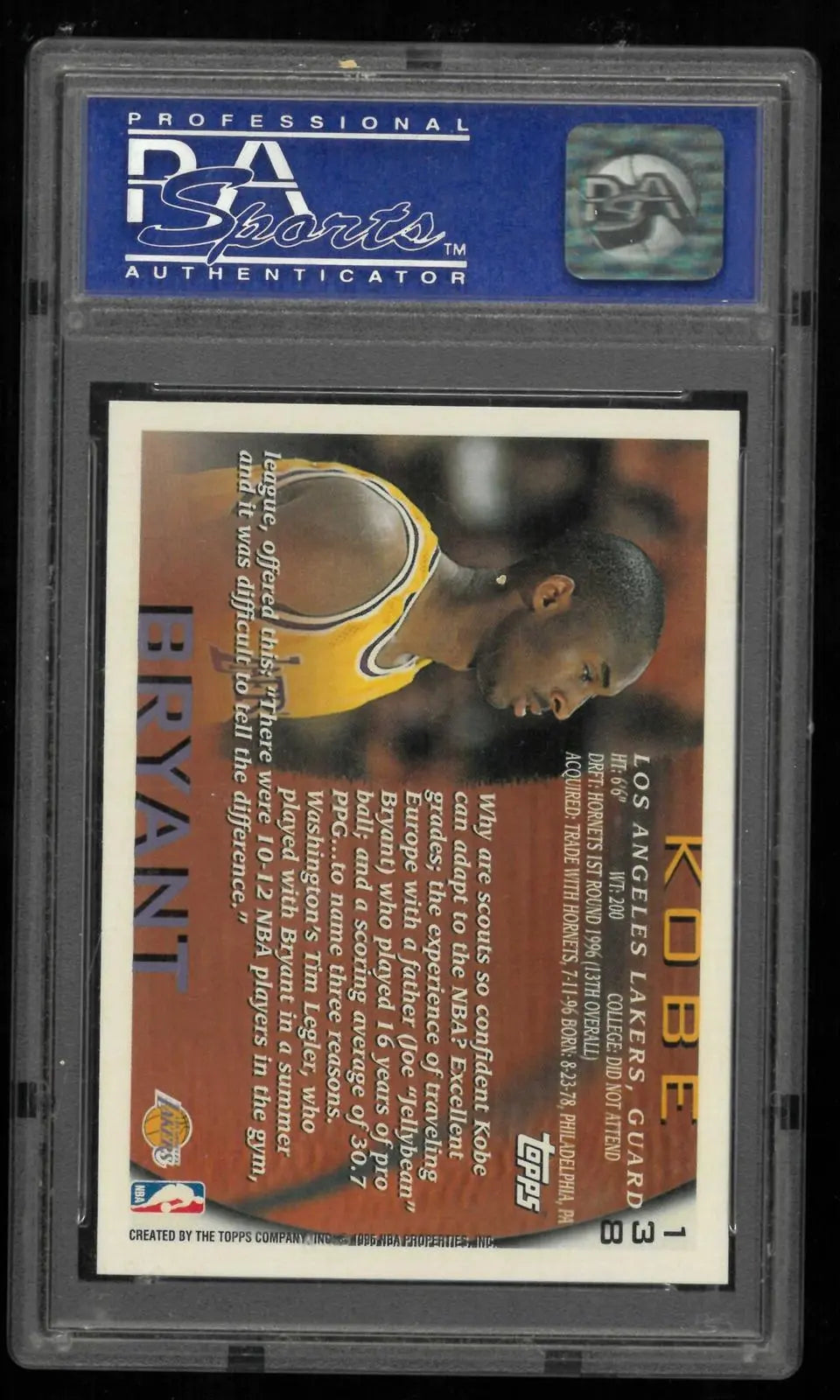 1996 Topps Rookie Kobe Bryant RC PSA 9 
