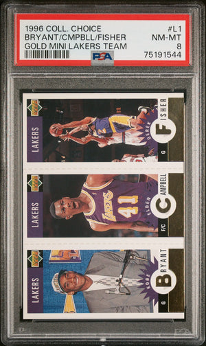 1996 UD Collector's Choice Lakers Team Bryant RC Fisher Campbell Gold Mini PSA 8 