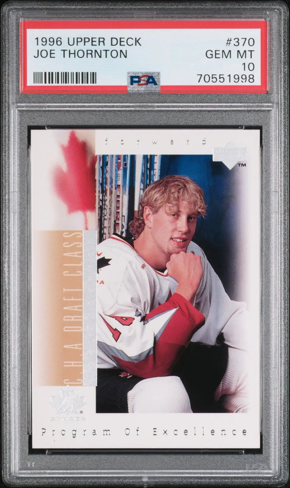 1996 Upper Deck C.H.A Draft Class Program of Excellence Joe Thornton PSA 10 
