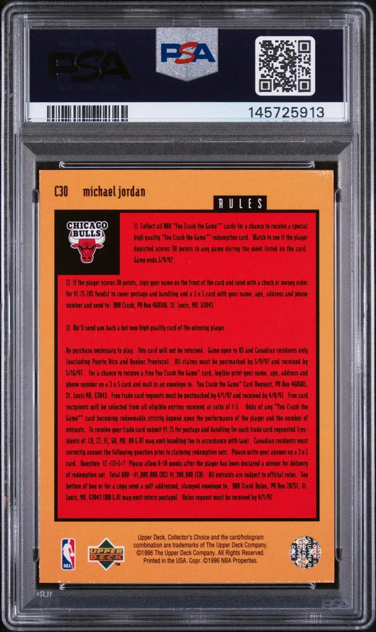 1996 Upper Deck Collector's Choice Crash The Game Michael Jordan Gold PSA 4 