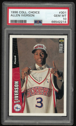 1996 Upper Deck Collector's Choice Rookie Allen Iverson RC PSA 10 