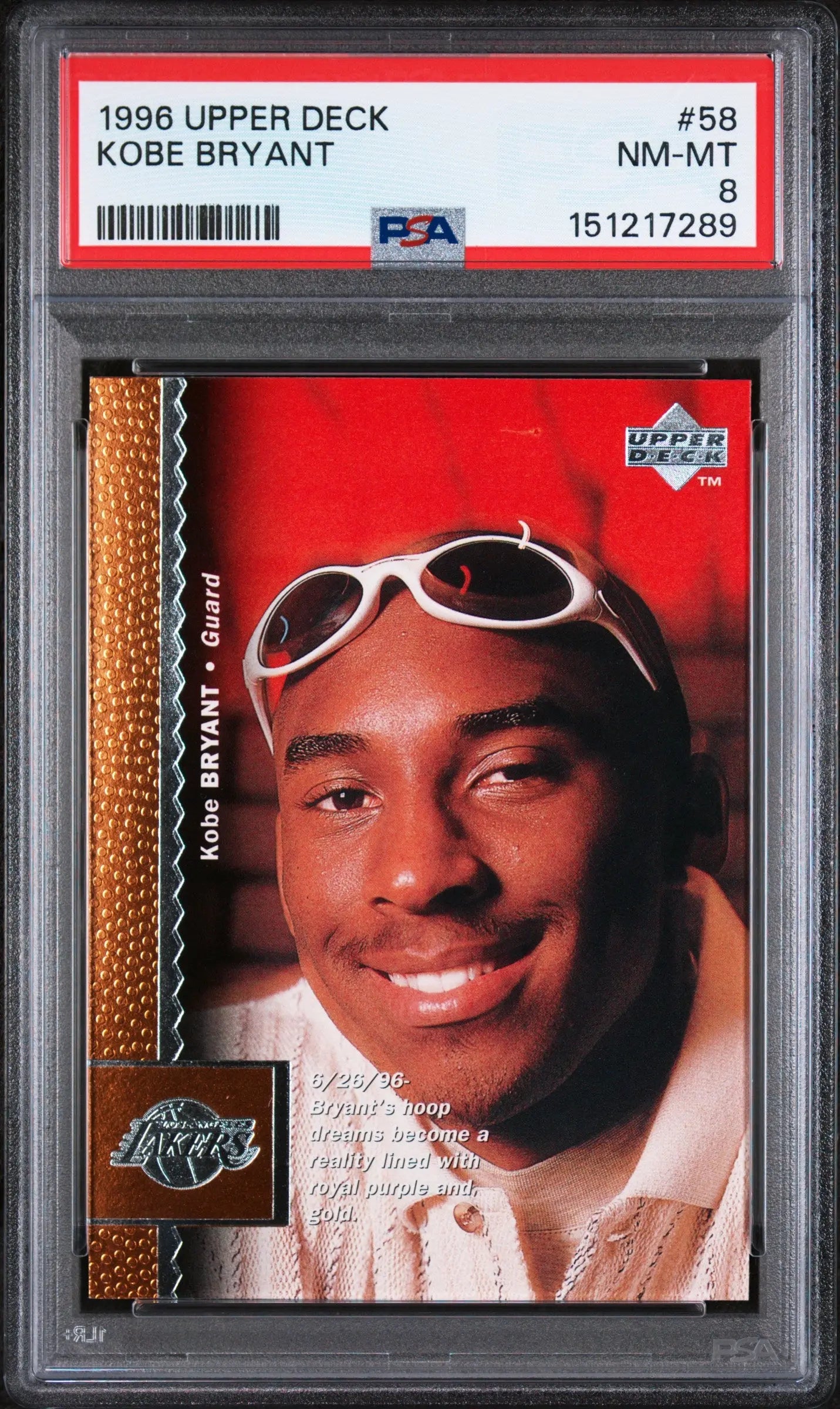 1996 Upper Deck Kobe Bryant PSA 8 