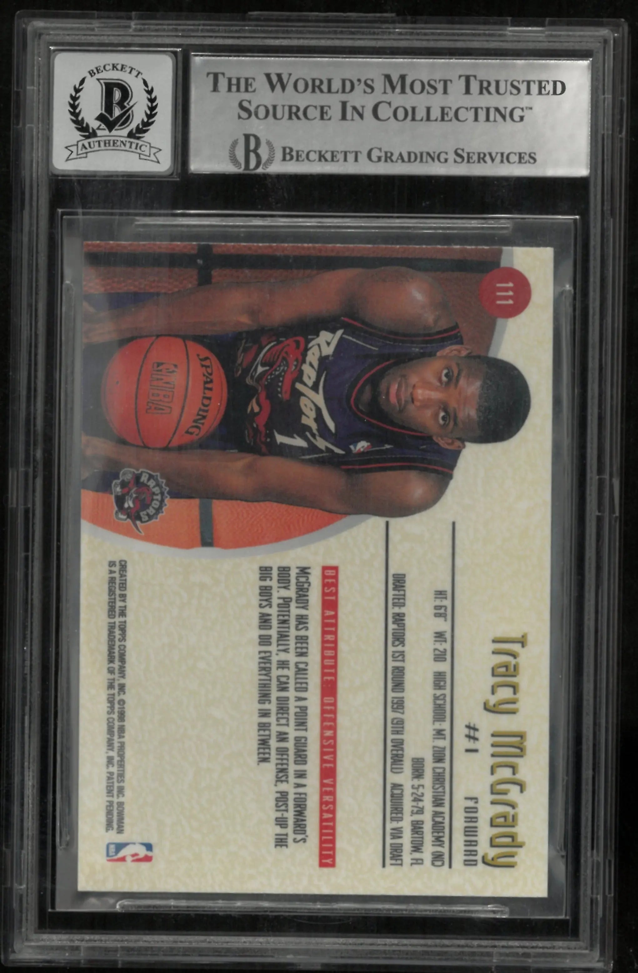 1997-98 Bowman's Best Basketball Tracy McGrady In Person Auto BGS Authentic 