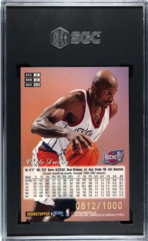 1997-98 Flair Showcase Clyde Drexler Row 0 /1000 SGC 9.5 