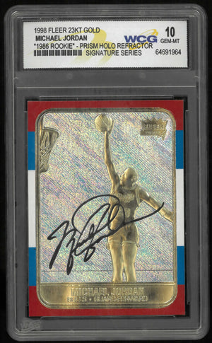 1997-98 Fleer 23KT Gold Autograph Michael Jordan Holographic Foil WCG 10 