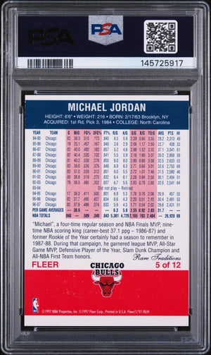 1997-98 Fleer Decade Of Excellence Michael Jordan Rare Traditions PSA 7 