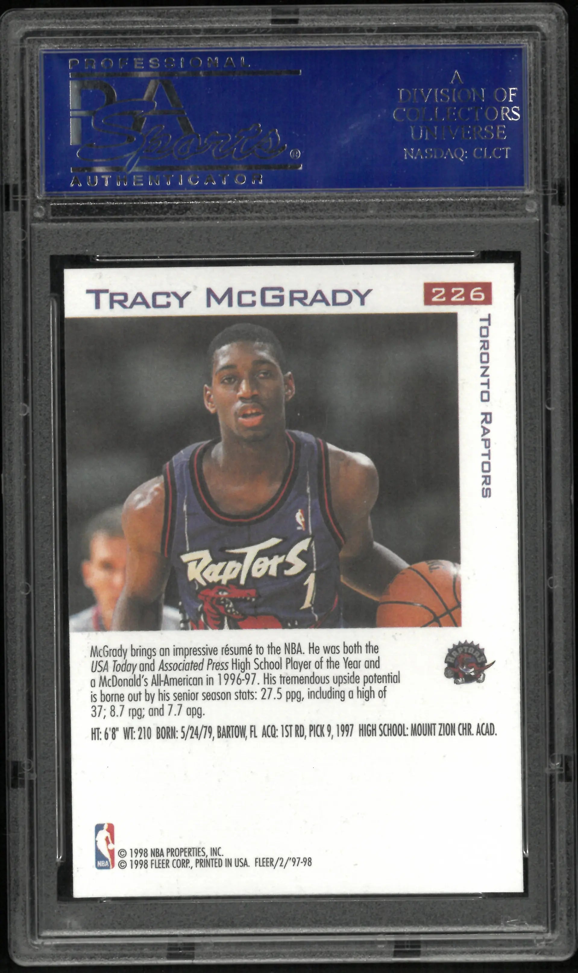 1997-98 Fleer Rookie Tracy McGrady RC PSA 9 