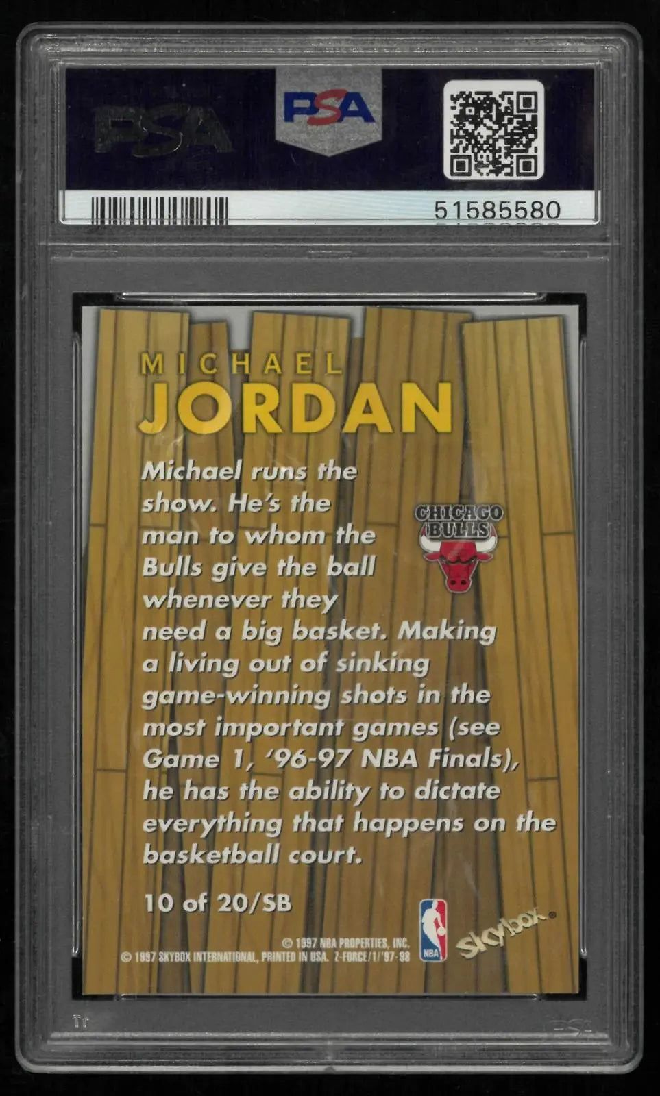 1997-98 Skybox Basketball Z-Force Boss Michael Jordan Super Boss PSA 8 