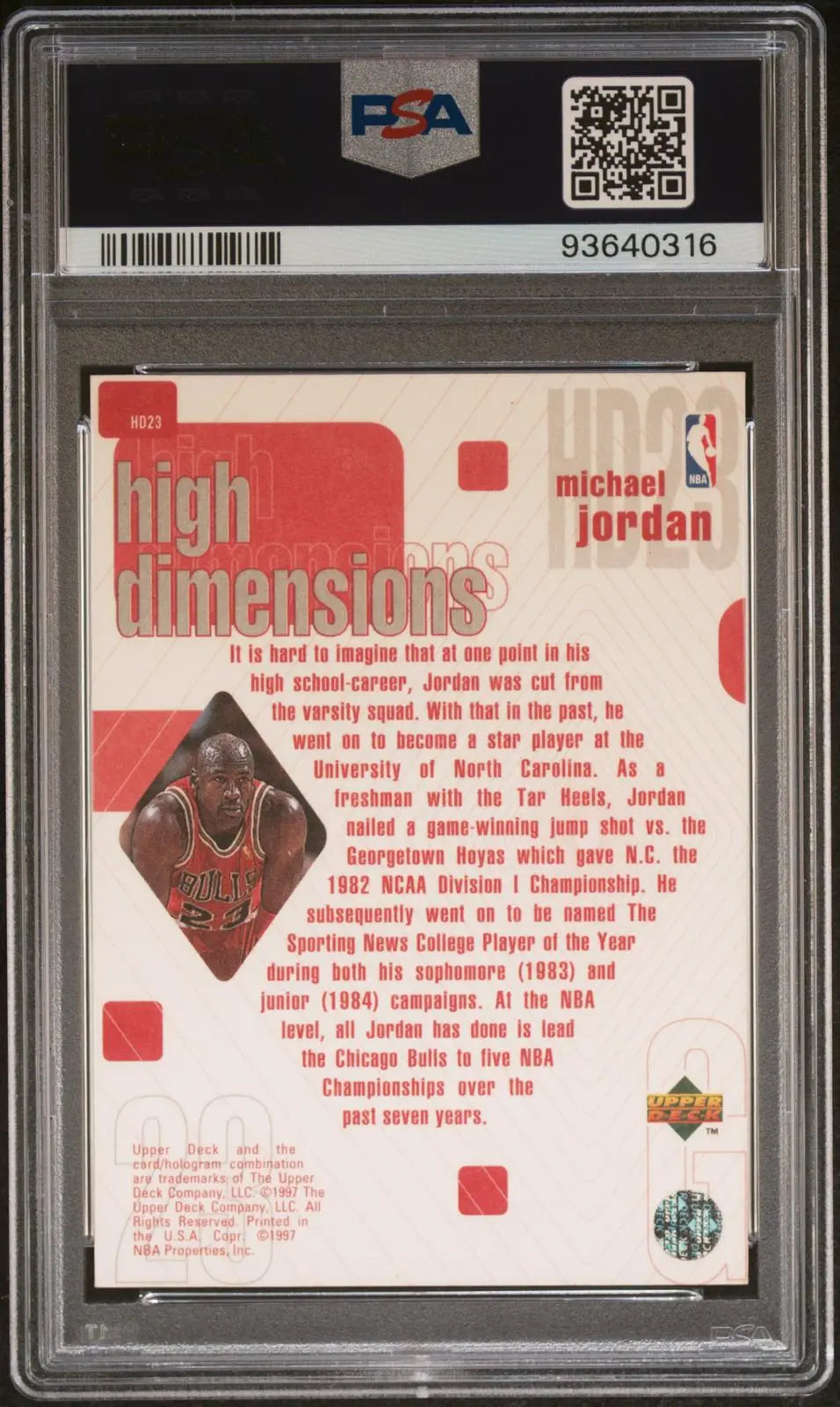 1997-98 Upper Deck Basketball High Dimensions Michael Jordan /2000 PSA 9 