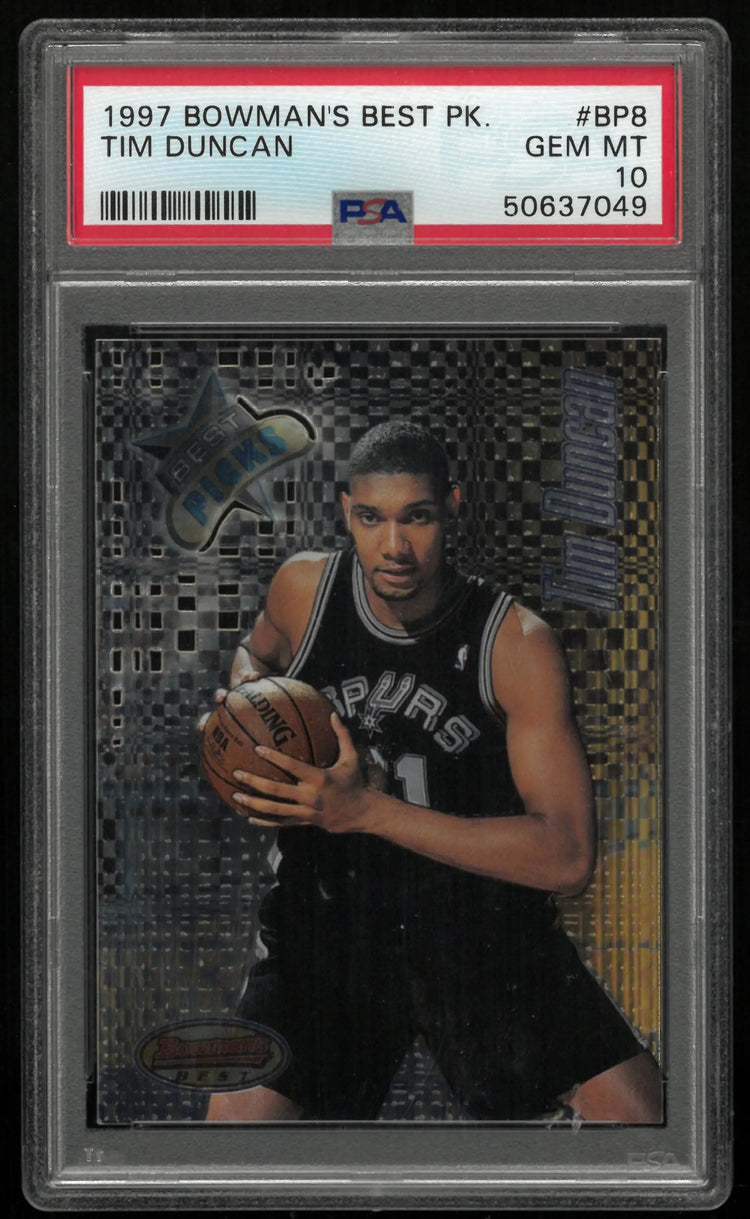 1997 Bowman's Best Basketball Best Picks Tim Duncan PSA 10 