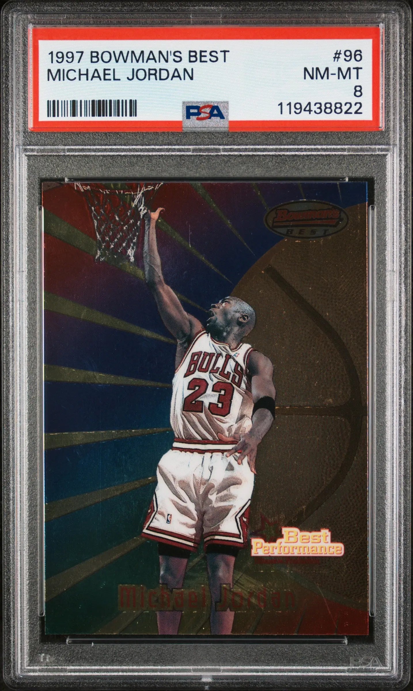 1997 Bowman's Best Basketball Michael Jordan Best Performance #96 PSA 8 