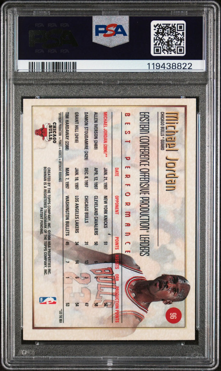 1997 Bowman's Best Basketball Michael Jordan Best Performance #96 PSA 8 