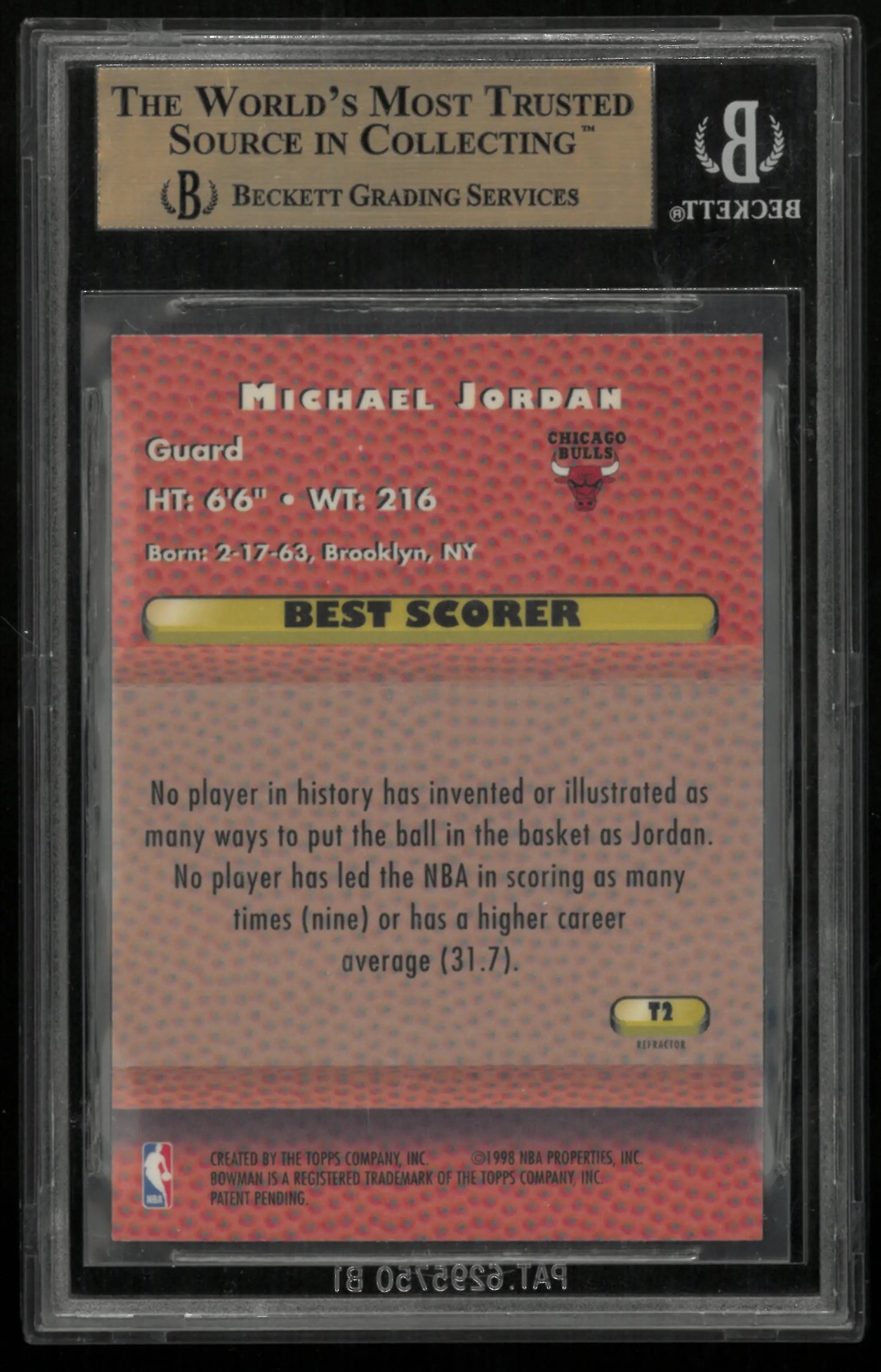 1997 Bowman's Best Basketball Techniques Refractors Michael Jordan #T2 BGS 9.5 