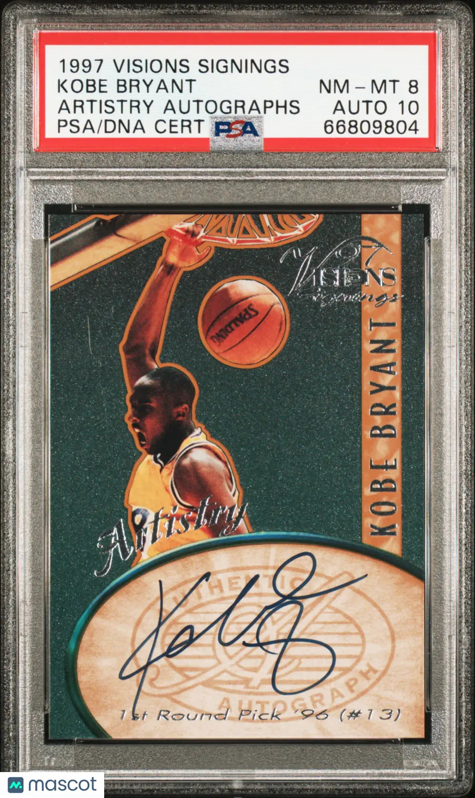1997 Classic Visions Signings Artistry Autographs Auto Kobe Bryant PSA 8 Auto 10 