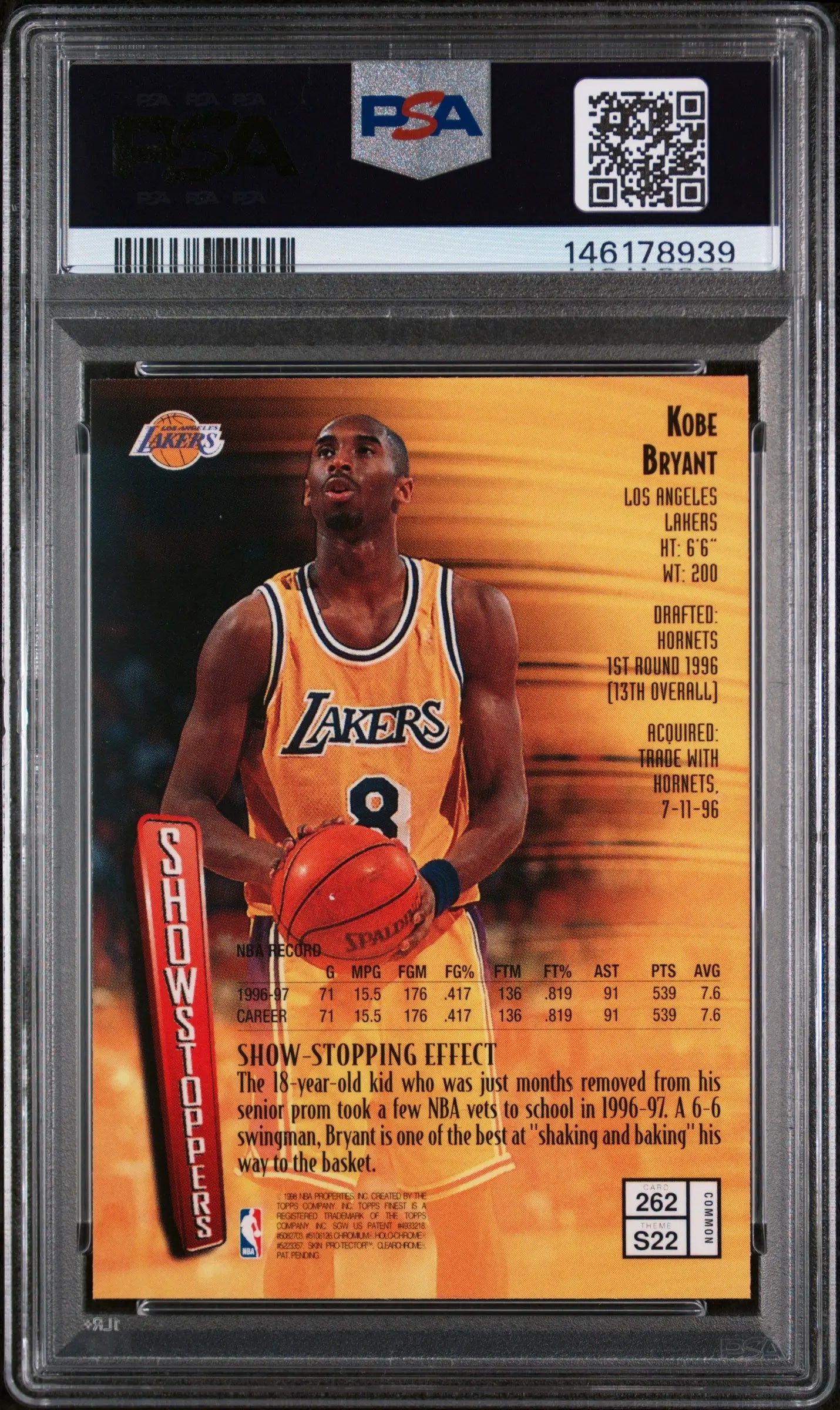 1997 Finest Kobe Bryant With Coating PSA 10 