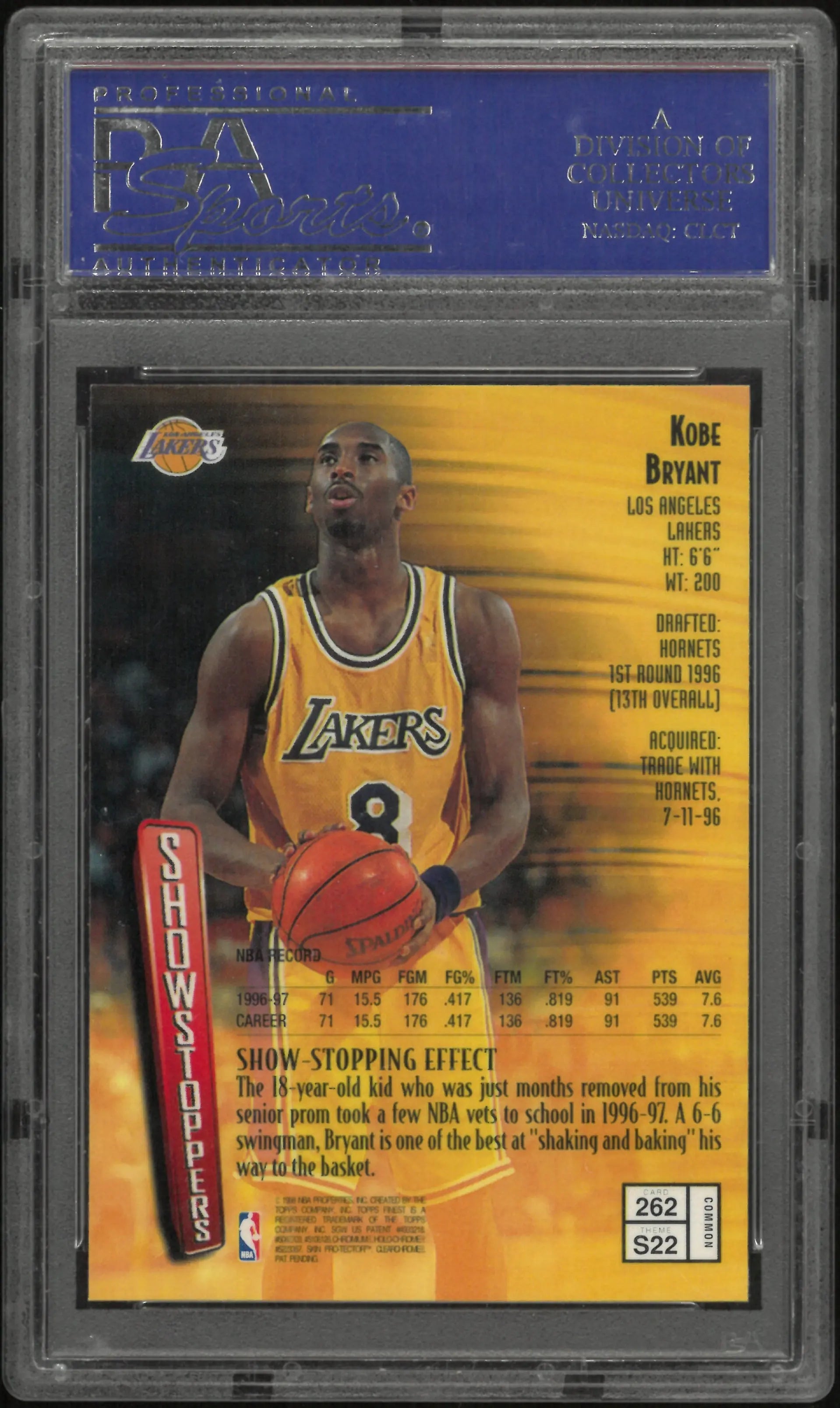 1997 Finest Showstoppers Kobe Bryant PSA 10 