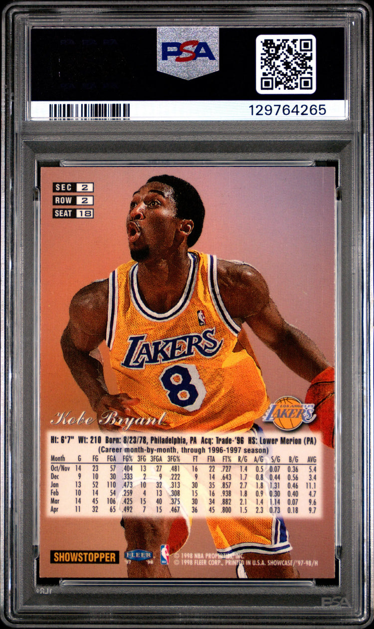 1997 Flair Showcase Kobe Bryant Row 2 PSA 9 