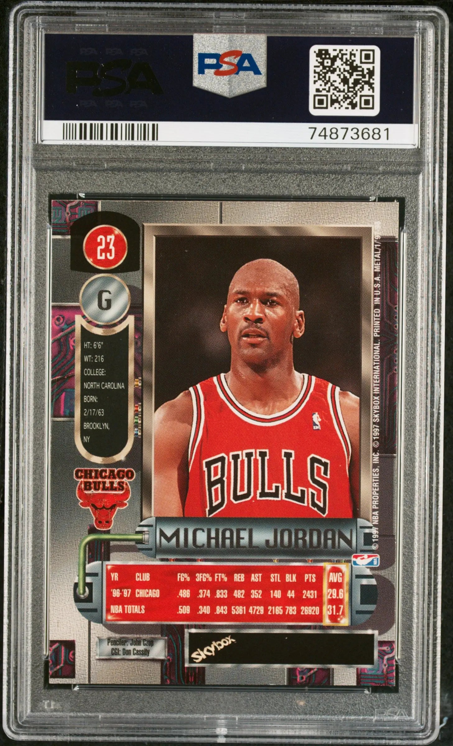 1997 Metal Universe Basketball Michael Jordan #23 PSA 8 