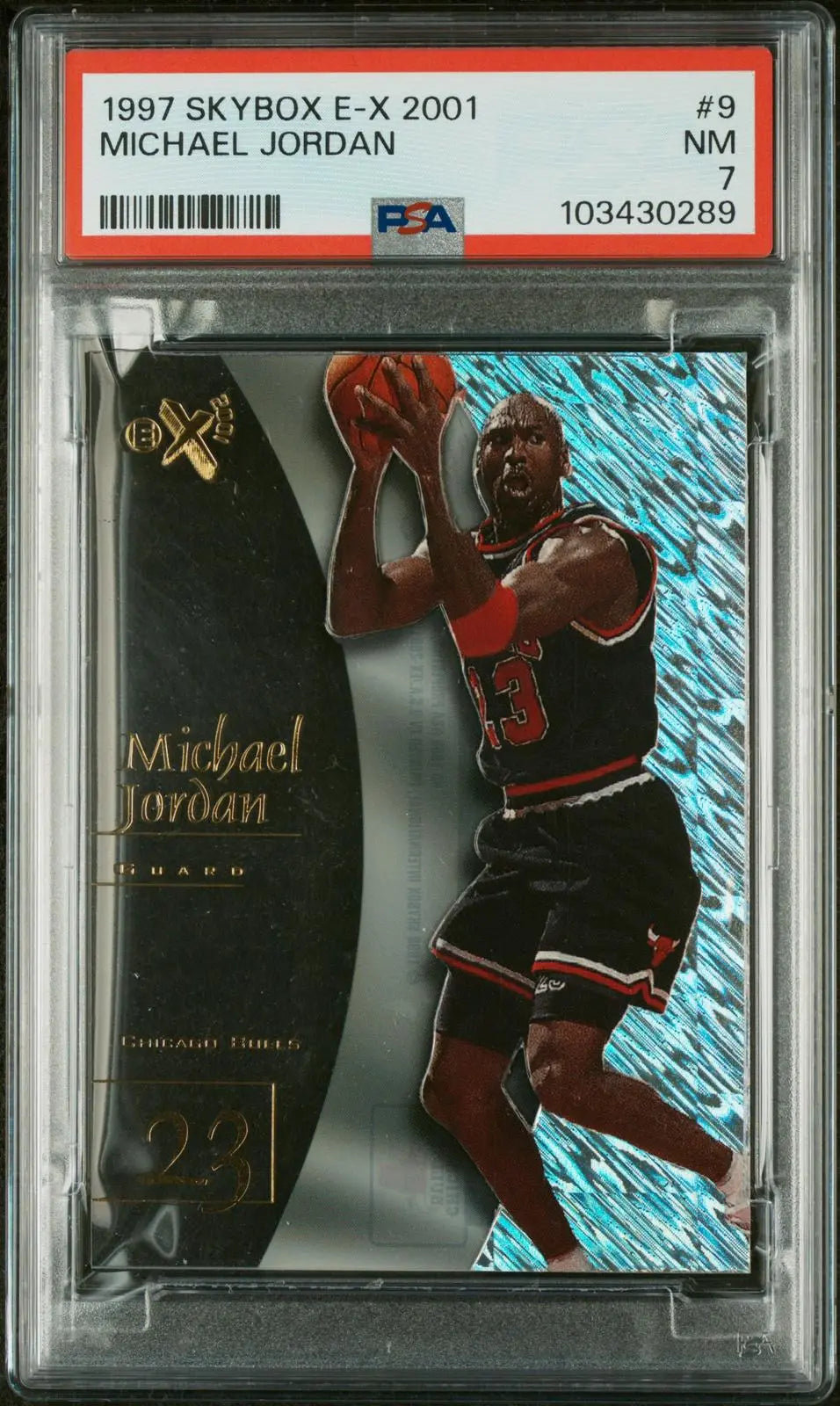 1997 Skybox E-X 2001 NBA Basketball Clear Cut Michael Jordan PSA 7 
