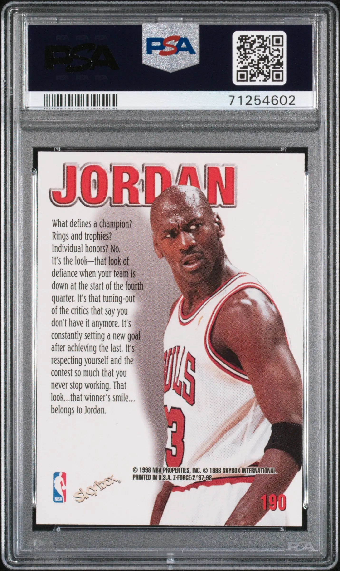 1997 Skybox Z-Force Michael Jordan PSA 9 