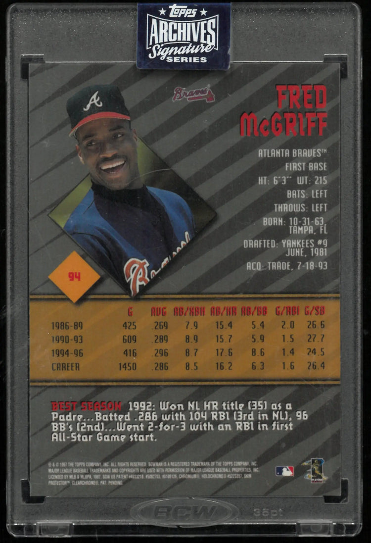 1997 Topps Bowman's Best Archives Signatures 2020 Autograph Fred McGriff Auto 