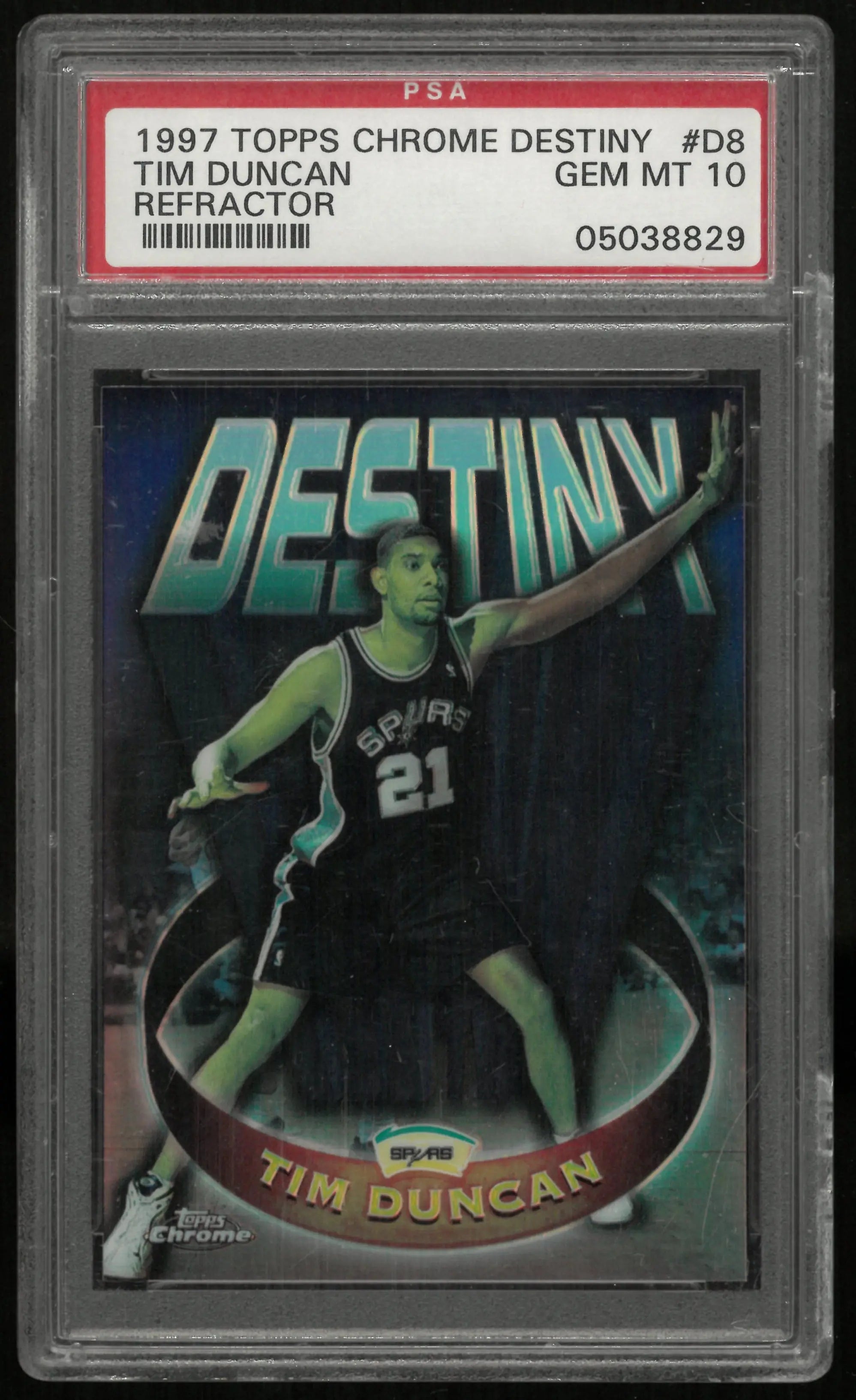 1997 Topps Chrome Basketball Destiny Tim Duncan Refractor PSA 10 #D8 