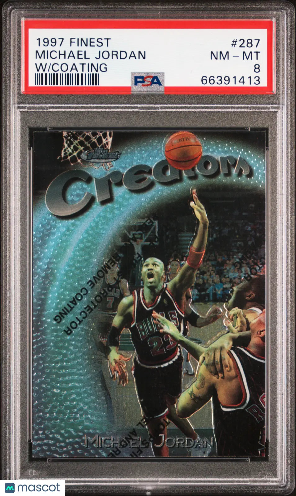 1997 Topps Finest Basketball Michael Jordan #287 w/ Coating PSA 8 