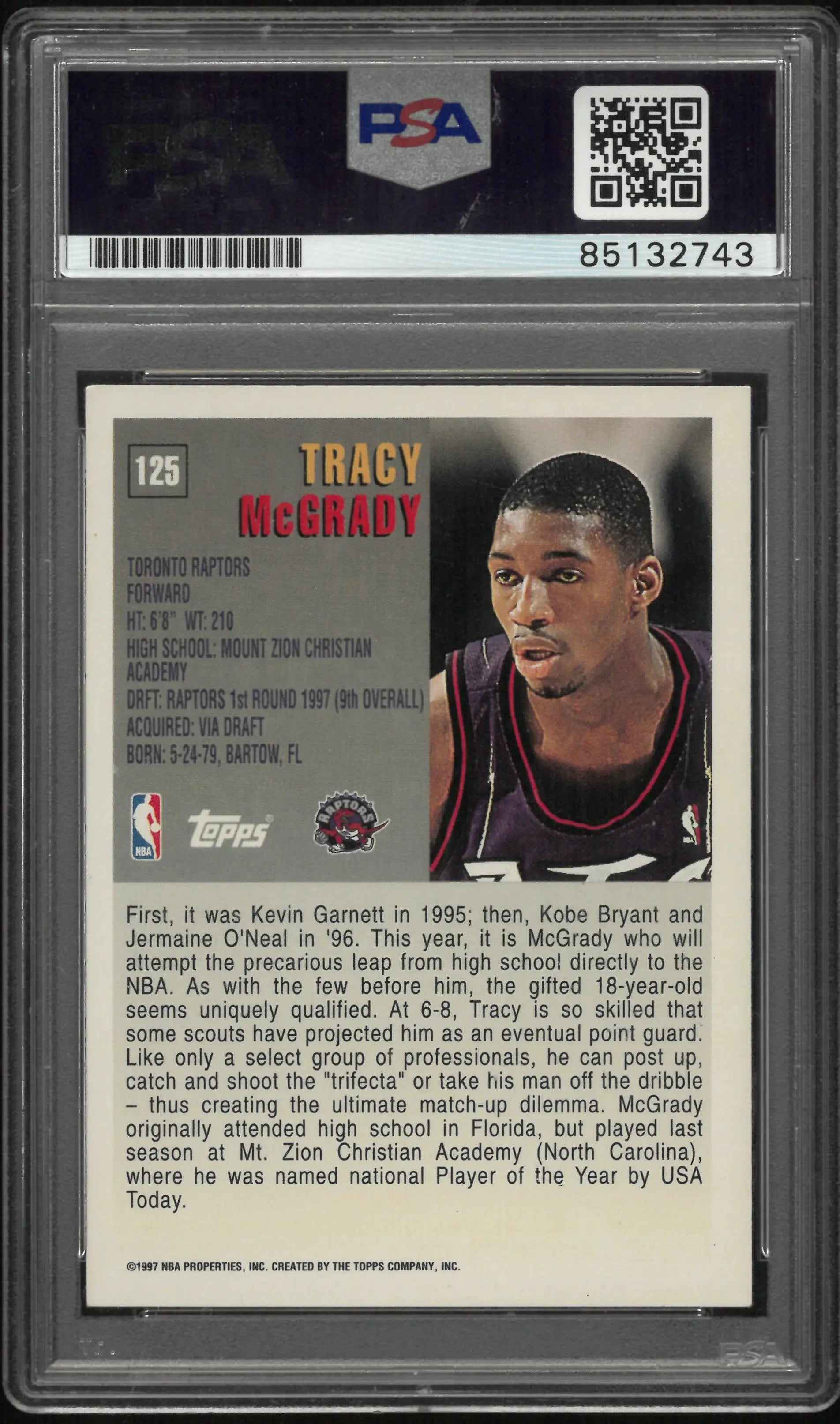 1997 Topps NBA Properties Autograph Tracy McGrady PSA Auto Grade 10 