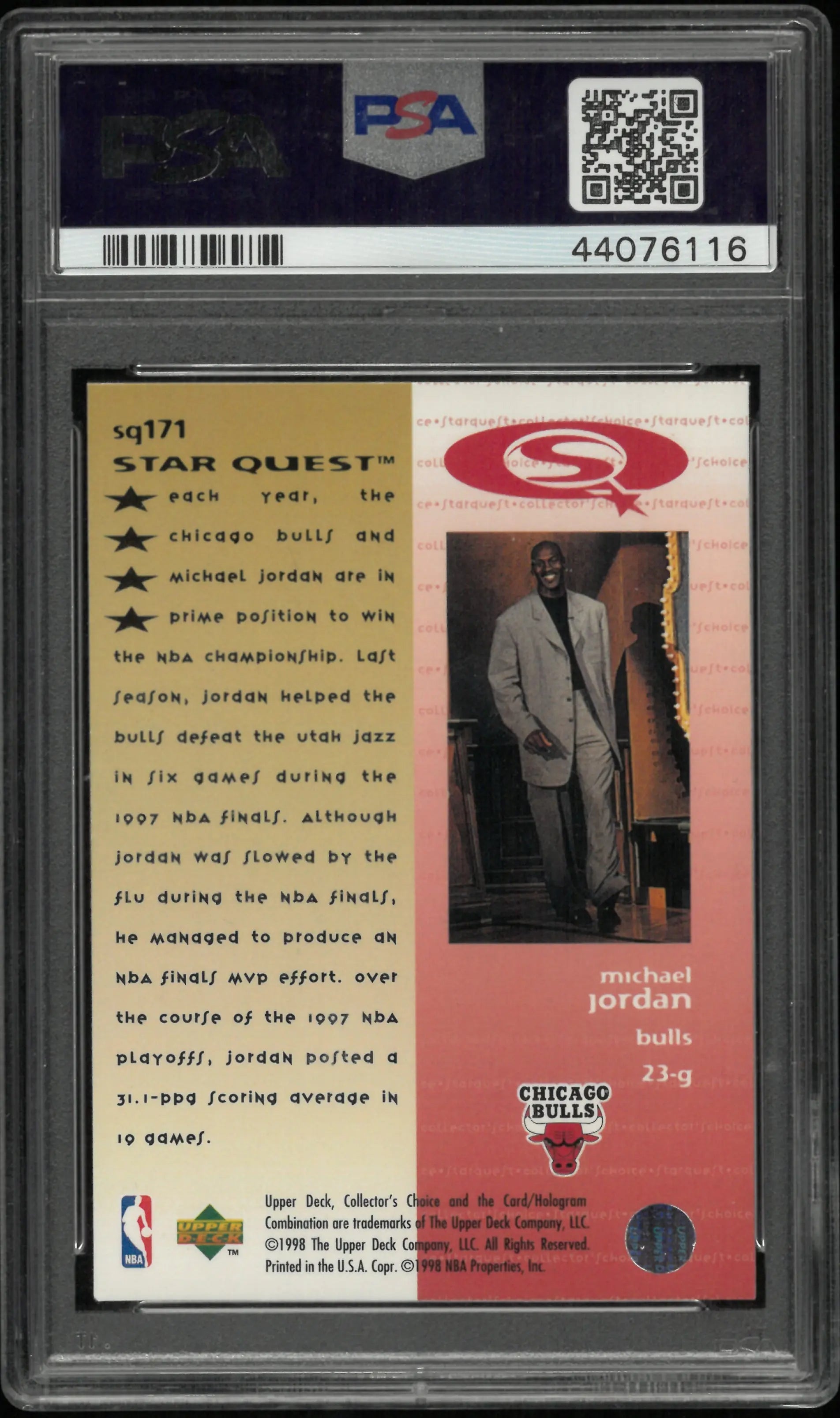 1997 Upper Deck Collector's Choice Starquest Michael Jordan PSA 8 