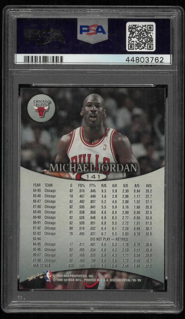 1998-99 Skybox Basketball Supernatural Molten Metal Michael Jordan PSA 9 